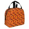 Fashion Orange Camouflage Pattern Portable Lunch Boxes Waterproof Thermal Cooler Food Insulated Lunch Bag Kids School Children