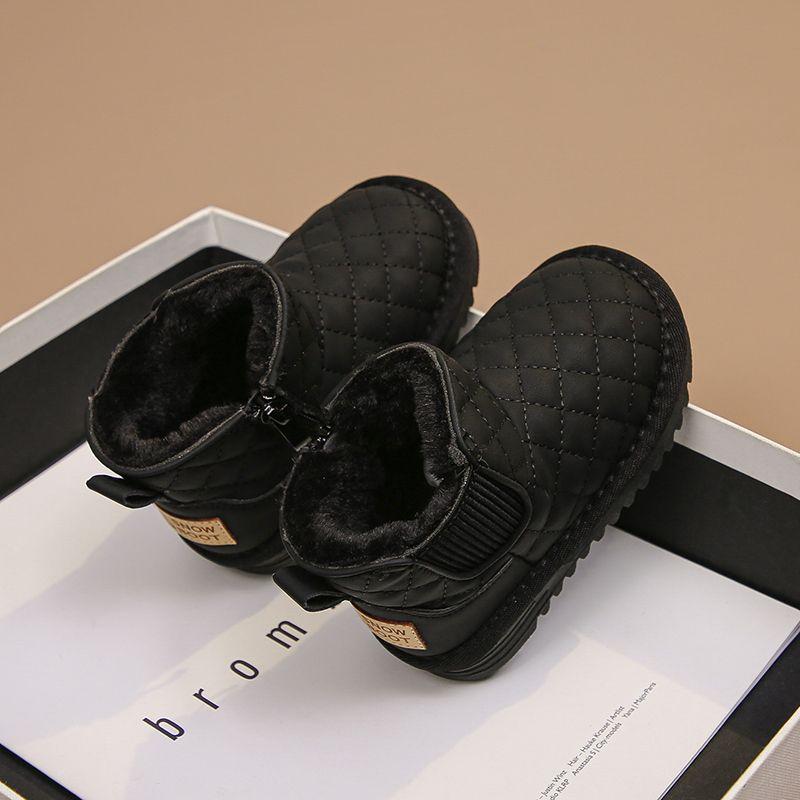 Children's snow boots girls winter 2025 new cotton shoes toddler shoes fleece shoes baby thickened men's winter shoes