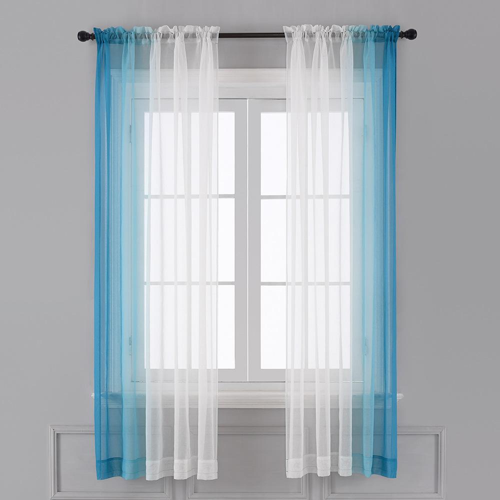 Solid Color Gradual Change Printing Curtain Screen Curtain Simple Window Screen Fabric Curtain Finished Balcony Living Room Bay Window Special Price