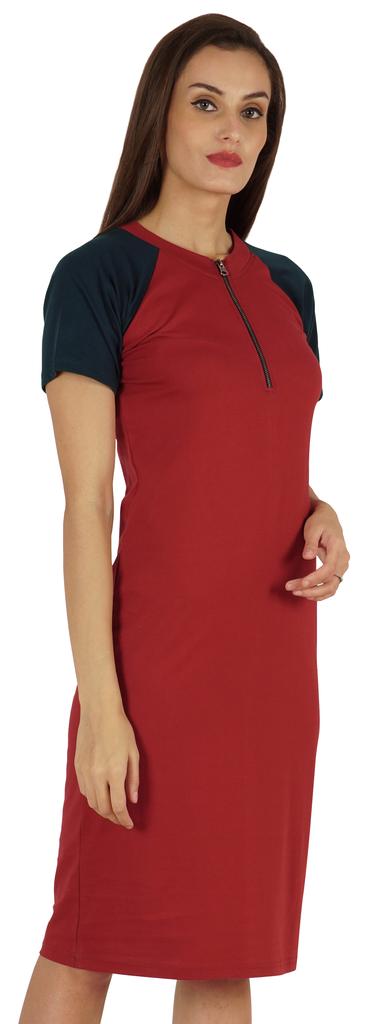 Inkmeso Solid Short Raglan Sleeves Dress For Women  s Summer Casual Sporty Bodycon T-Shirt