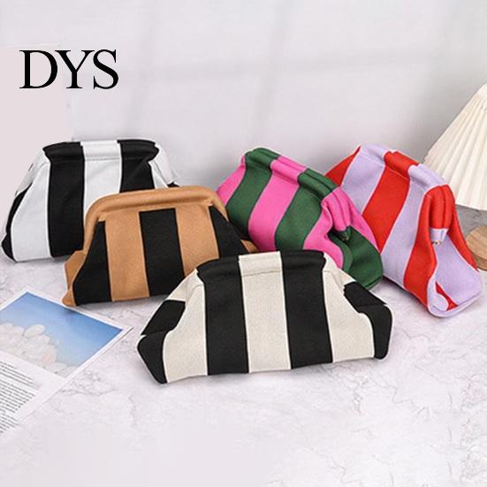 Women Clutch Purse Woven Striped Purse, Large Capacity Kiss Lock Cosmetic Bag Pouch, Summer Beach Vacation Evening Dumpling