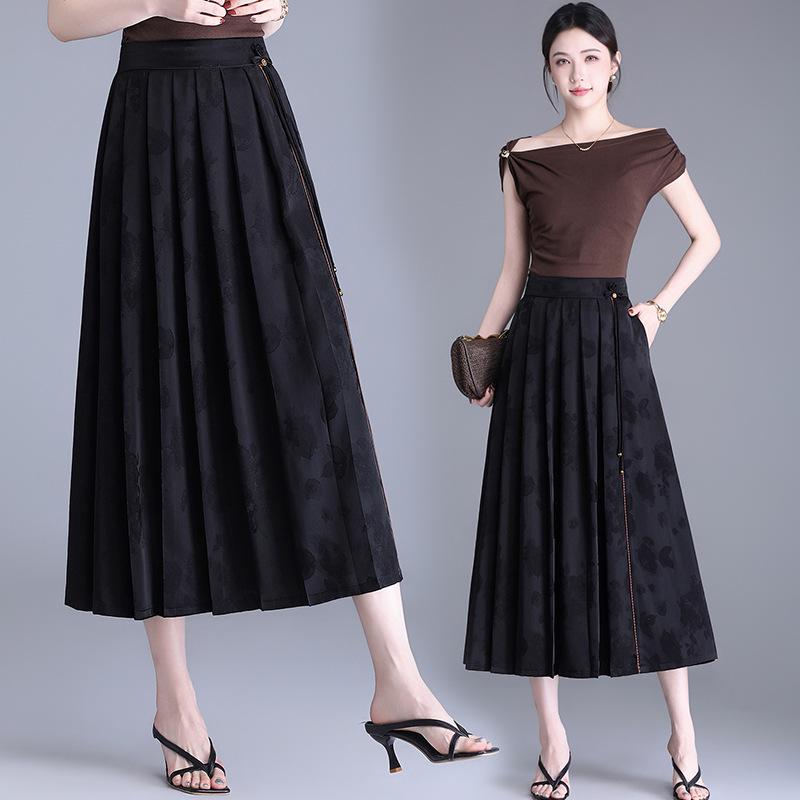 

Chinese Style Elastic Waist Skirt for Middle-aged Moms - Age-Reducing Summer Design 2026 2XL for 105-120 jin