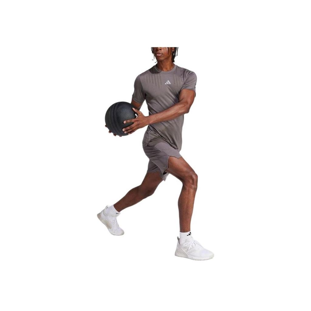 Adidas Logo Outdoor Casual Sports Crew Neck Pullover Short Sleeve T-Shirt Men Tops Gray IS3735