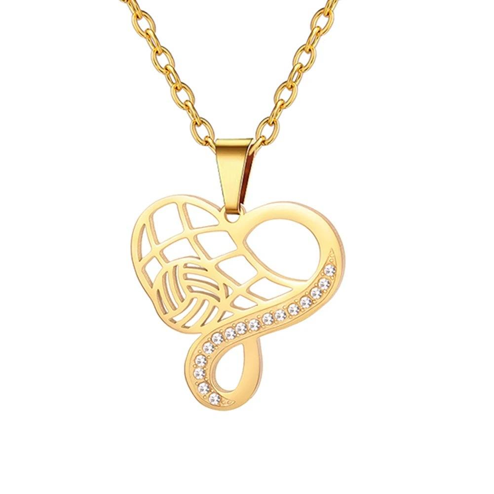 Sports Theme Diamond Necklace Volleyball Tennis Basketball Baseball Jewelry Gift For Athletes And Sports Lovers