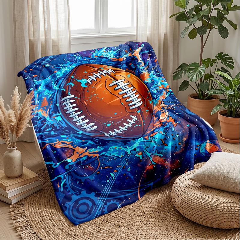American Football in Stadium blanket Personalized Name Flannel Blanket Soft Cozy Plush Throw for Sofa Bed Lightweight Home Decor