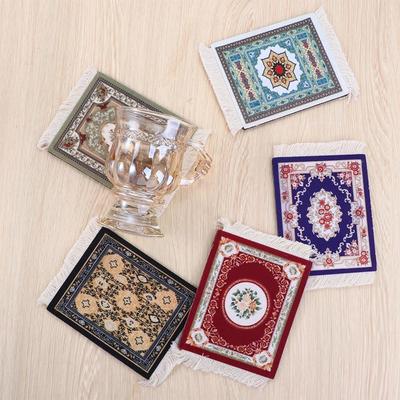 Photo Props with Tassel Table Decor Retro Pattern Desk Cushion Persian Style Table Mat Coaster Placemat Cup Pads