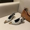 Sandali con Tacco Alto Slip-on Lusso Fiabesco Punta Metallica Appuntita Cinturino Posteriore Slingback Scarpe da Sera per Festa
