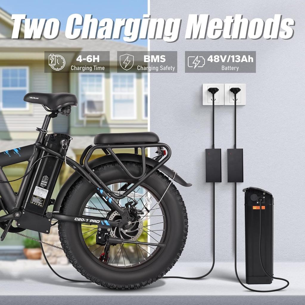 VARUN  C20-1 Folding Electric Bike for Adultswith 250W Motor and 48V 13AH Removable Battery