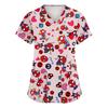 Women's Fashion V-neck Short Sleeve Workwear With Pockets Printed Tops