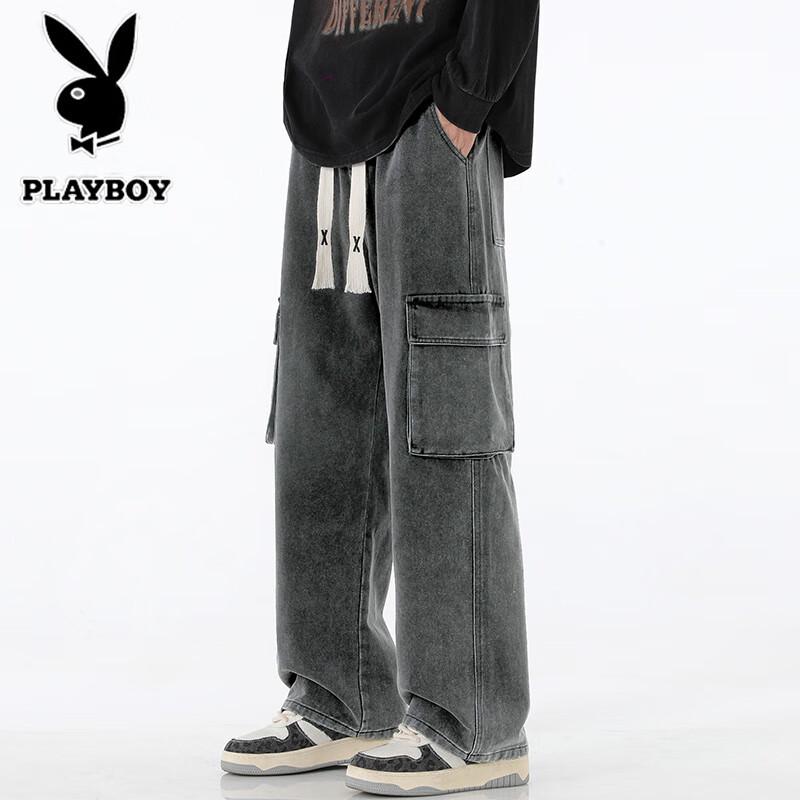 PLAYBOY Men's Loose Straight-Leg Workwear Jeans