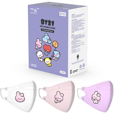 Edge Line Friends BT21 Art Symbol Bird Beak Color Mask Small COOKY Minini 3 Types X 10p Set, 30 Sheets, 1 Set