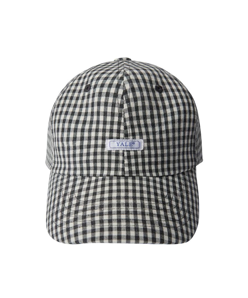 YALE Seersucker Gingham Check Arch Logo Cap_Black