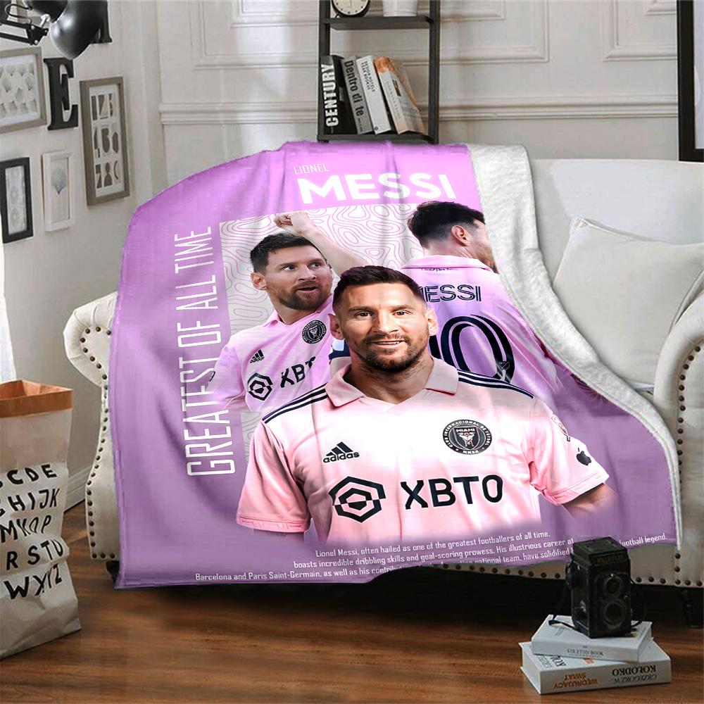 Leo Messi's Iconic Jersey Blanket Warmthful Decor Suitable for Bed Picnics Seaside Four Seasons Universal Stylish Decor Birthday Christmas Gift Blanke