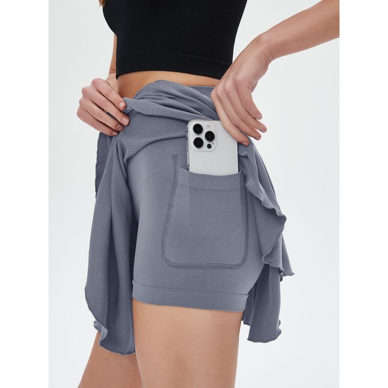 

Tennis Skirt Women Yoga Badminton Pleated Skirt Fitness Exercise Shorts Running Anti-exposure Yoga Short dress Gray Blue M