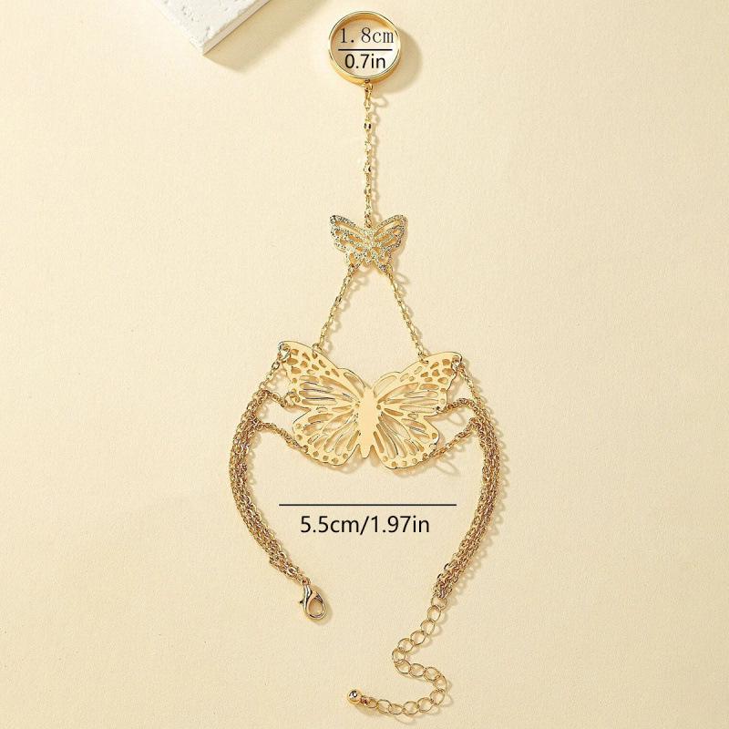Baroque Style Butterfly Bracelet-Ring Combo in Retro Court Fashion