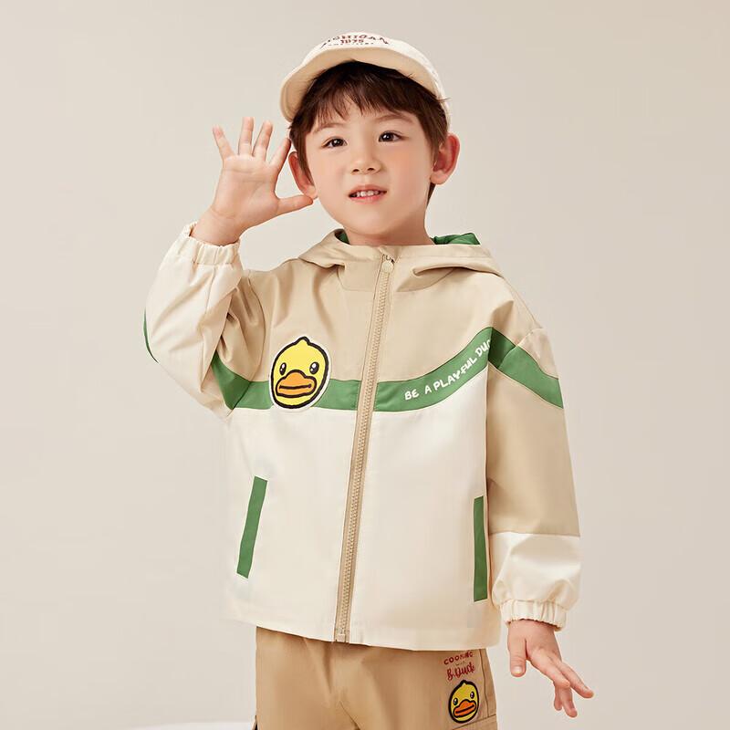 B.Duck Boys Hooded Cartoon Color-block Windbreaker 120