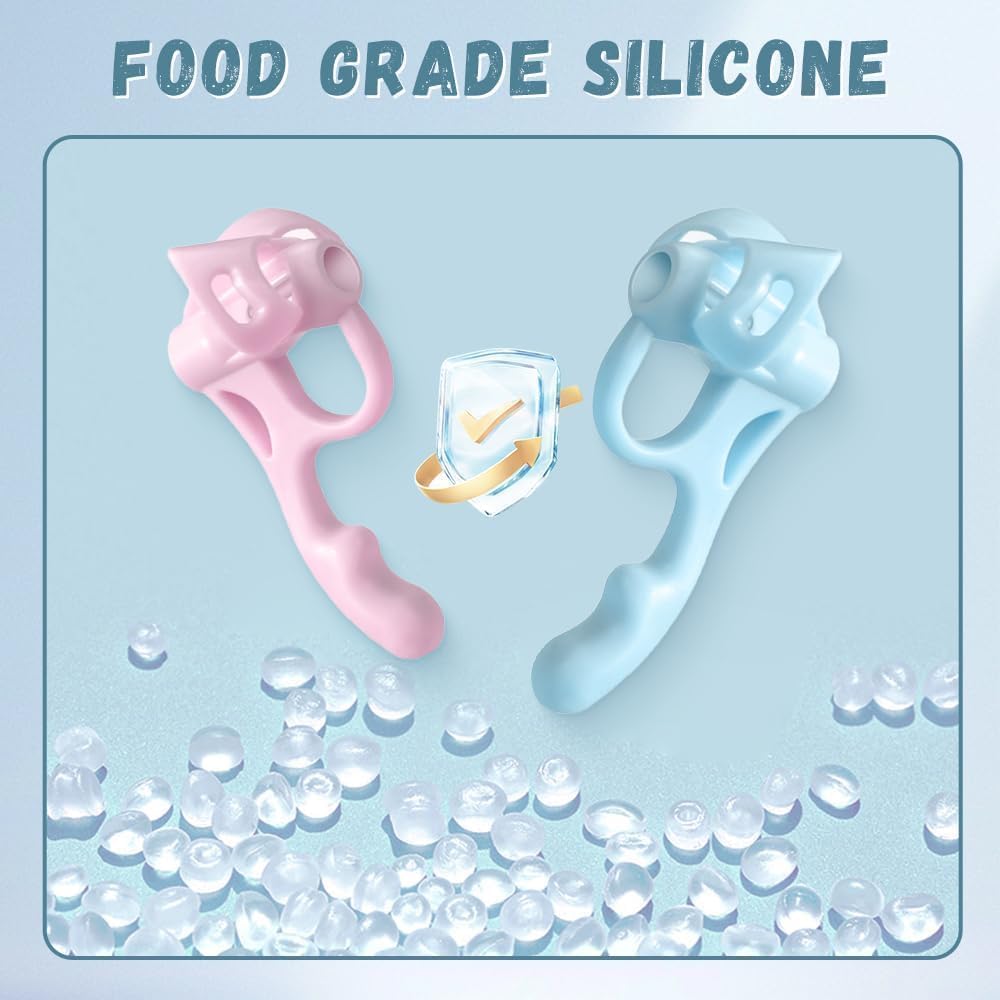 4 Stück Silikon-Stiftgriff für Kinder zum Schreibtraining - Ergonomisches Fingergriff-Trainerset in Rosa Grün Hellblau Lila für Sonderpädagogik