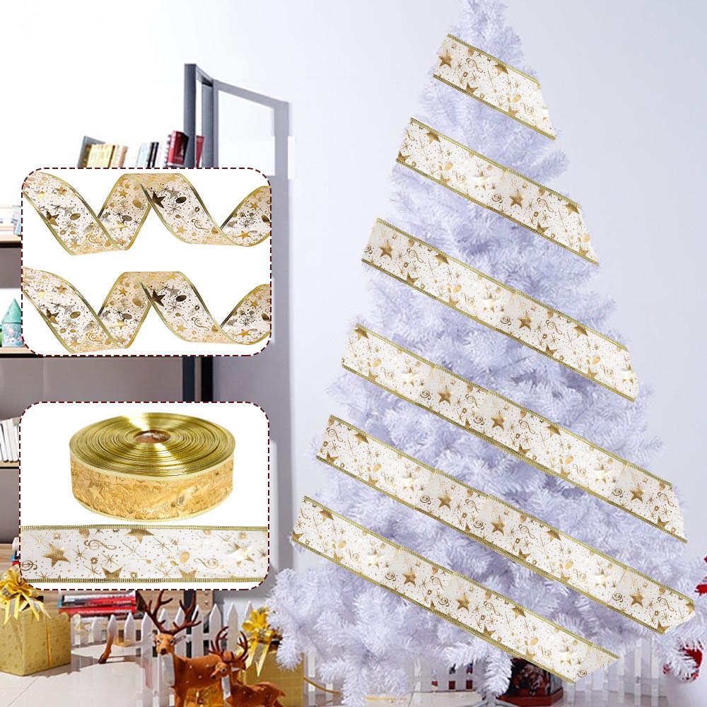 Meter Impressive 2 Gold Foil Ribbon For Unique Christmas Decorations Tree