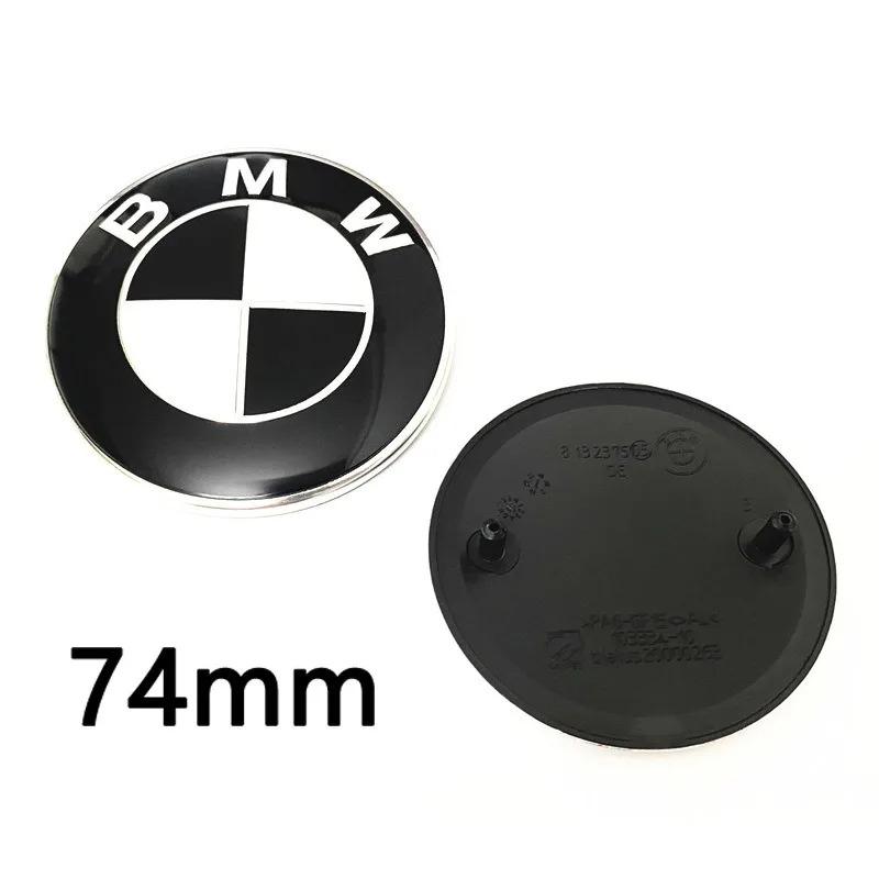 Car Black White BMW Logo Front Hood Emblem 82mm Rear Badge 74mm Wheel Hub Cap 56mm Steering Wheel Sticker 45mm Accessories
