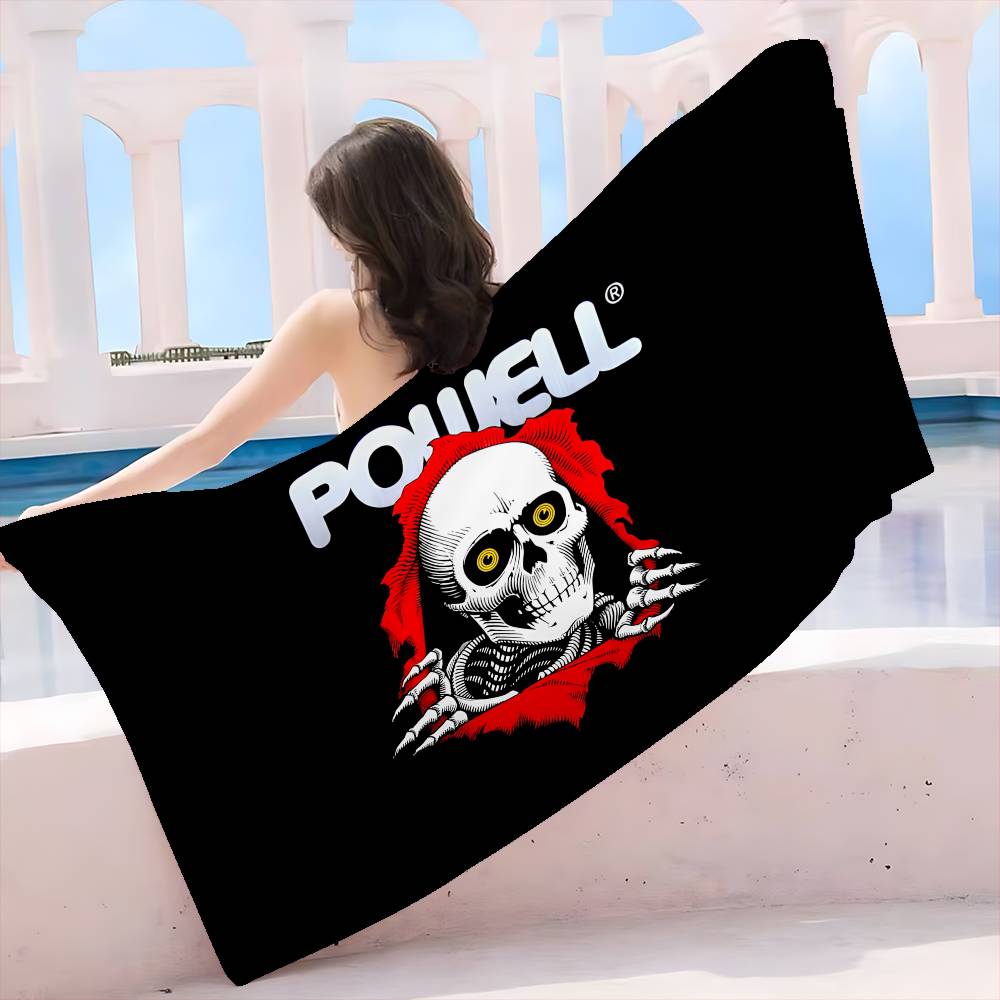 Asciugamani da Spiaggia Grandi in Microfibra con Logo Classico P-Powell P-Peralta Asciugamano ad Asciugatura Rapida Asciugamani da Spiaggia Sabbiosa Asciugamano da Piscina Per Viaggio Nuoto Yoga