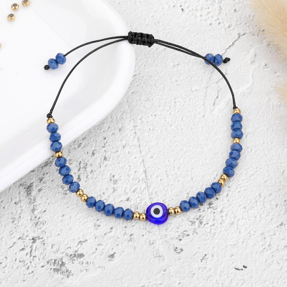 European and American Beaded Crystal Evil Eye Couple Bracelets