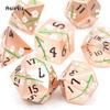 7 Pcs Copper Flower Metal Dice Solid Metal Polyhedral Dice Set Suitable for Role-Playing RPG Board Game Card Game