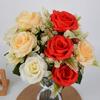 New 7 Heads Real Happy Flower 10 Colors Mini Natural Simulated Rose Photography Photo Gift Crystal Grass Bouquet Home Decorative