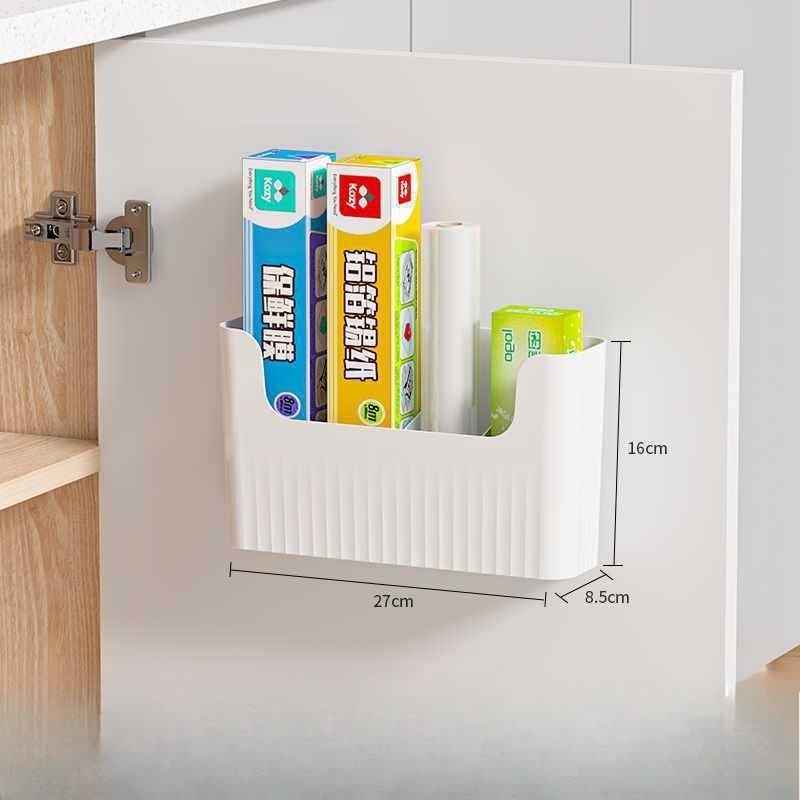 Kitchen Cabinet Door Cling Film Storage Rack, Storage Box, Wall Mounted Cabinet Door Inner Refrigerator Shelf Side Storage