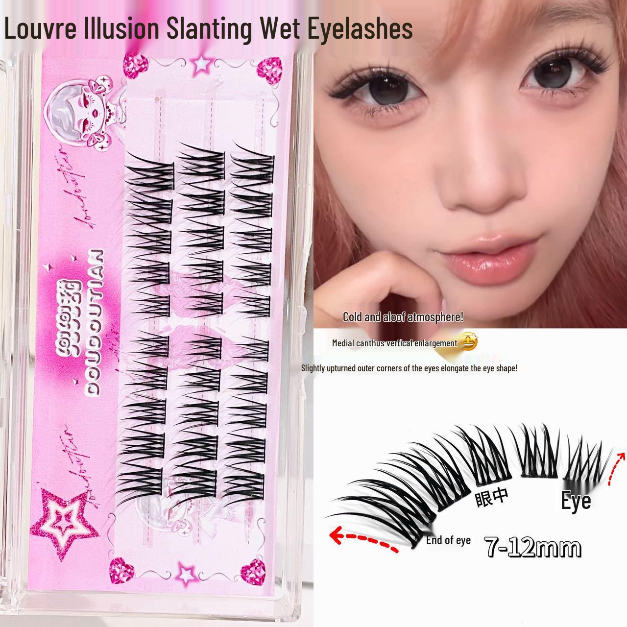 Doudou Sweet Louvre Illusion Slanted Wet-Tip False Eyelashes - Natural Comic European Cosplay Dense Style