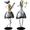 Wrought Iron Musician Figurines Handicrafts Home Study Room Desktop Sculpture Decoration Cafe Bar Club Table Statue Accessories