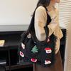 Korean Style Cute Cartoon Winter Yarn Shoulder Bag with Tassels - Versatile Large Capacity Tote
