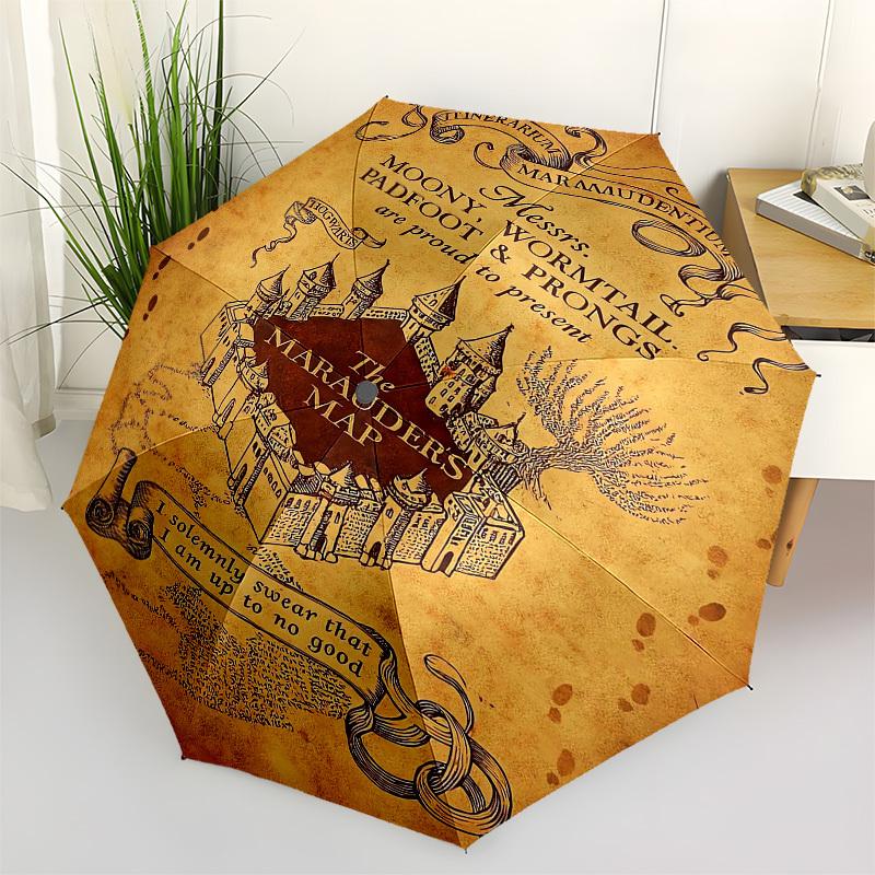 1pc Marauders Map Umbrella with Plastic Handle,Cartoon Pattern,Suitable for All Seasons Multi-functional Umbrella510