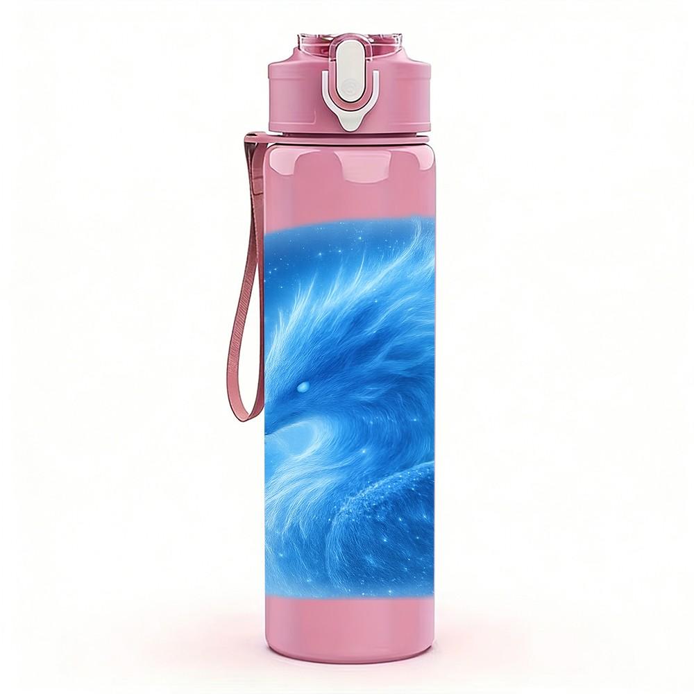 1PC Blue Swirl Marble Texture Art Print 750ml Color Plastic Sports Water Bottle Leakproof Flip Straw Lid Suitable for Sports Office Home Use