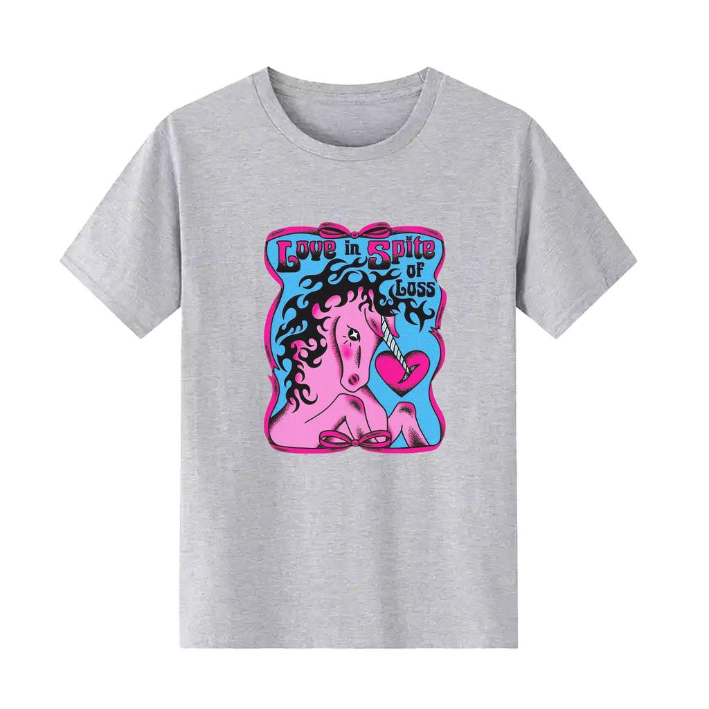 Cute unicorn cartoon printed short sleeved round neck Womens Tshirt for spring and summer versatile Womens Tshirt