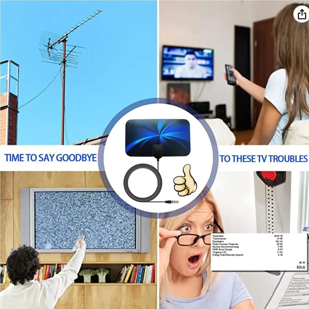 Digital HDTV Indoor Antenna - Mini Ground Wave TV Antenna for Car/RV/Travel (Smart TV Compatible)