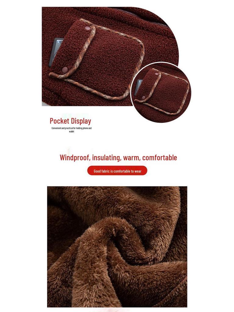 Mom's Winter Lambswool Cotton Jacket with Fleece for Middle-Aged and Elderly