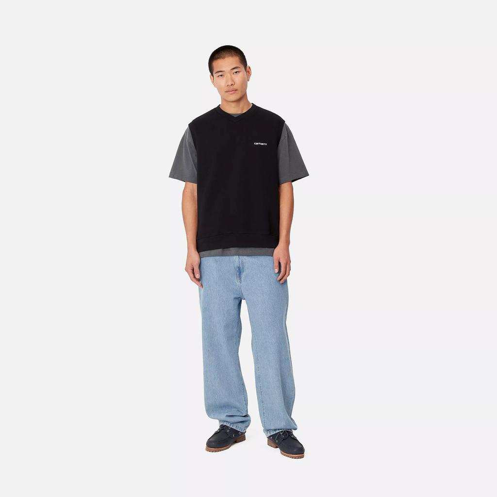 Carhartt WIP Carrot Pants With Tapered Cut Square Label Zipper Fly Straight Leg Jeans Men Pants Light-Blue I034237-01-12