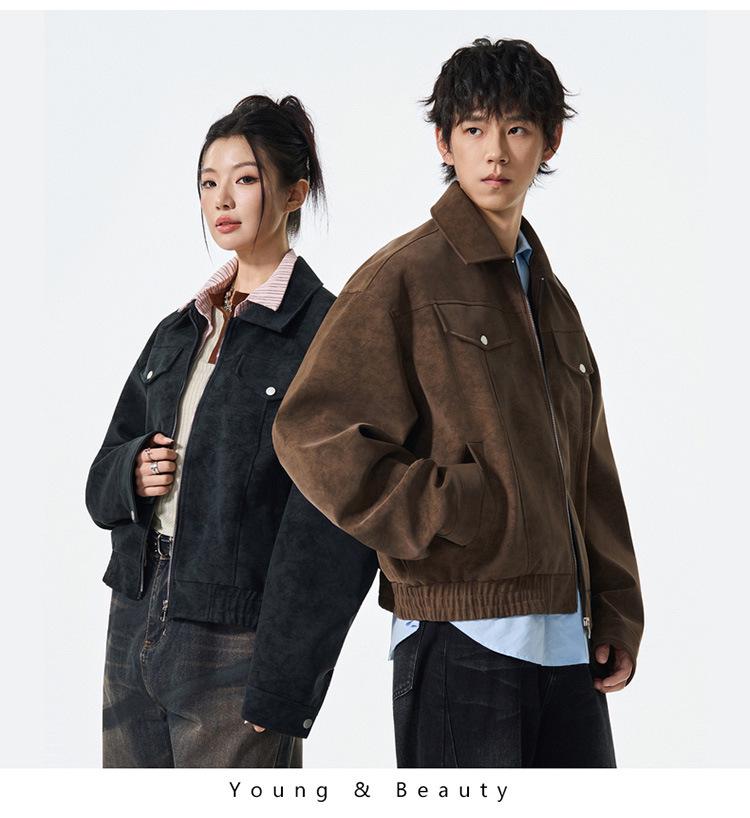 American Retro Barn-Style Unisex Suede PU Leather Jacket - New Autumn/Winter 2025 Casual Workwear Jacket for Men