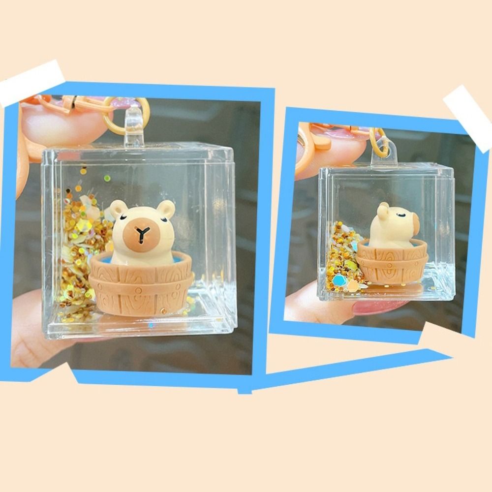 Transparent Liquid Quicksand Capybara Keyring Quicksand Bottle Capybara Key Chain  Couple