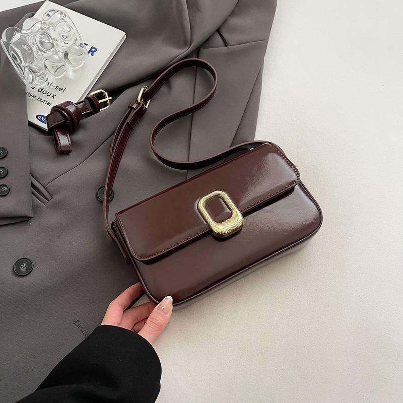 

Премиум Качество Простая Мода Маленькая Квадратная Сумка Весна Большая Вместимость Ретро Универсальная На Одно Плечо Кроссбоди Подмышечная Сумка темно-коричневого