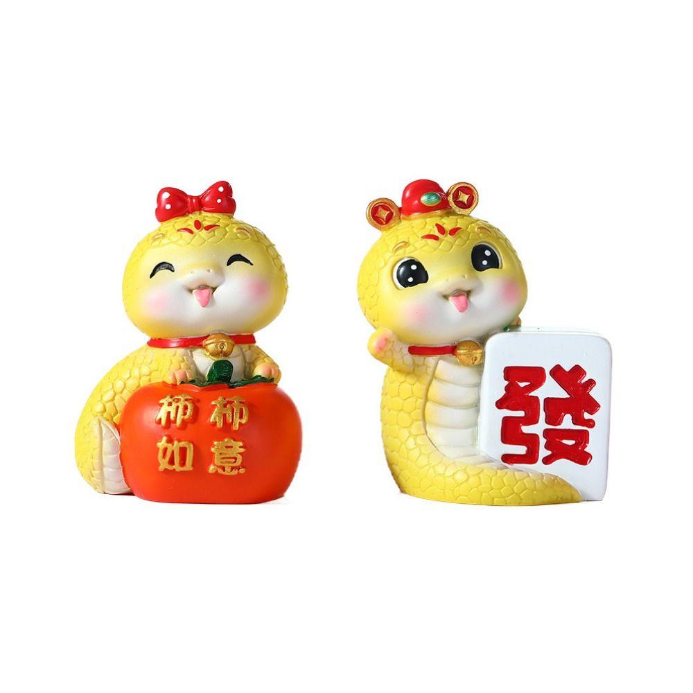 Mini Cartoon Snake Figurines Resin Car Interior Ornament Cute Snake Ornament  Spring Festival