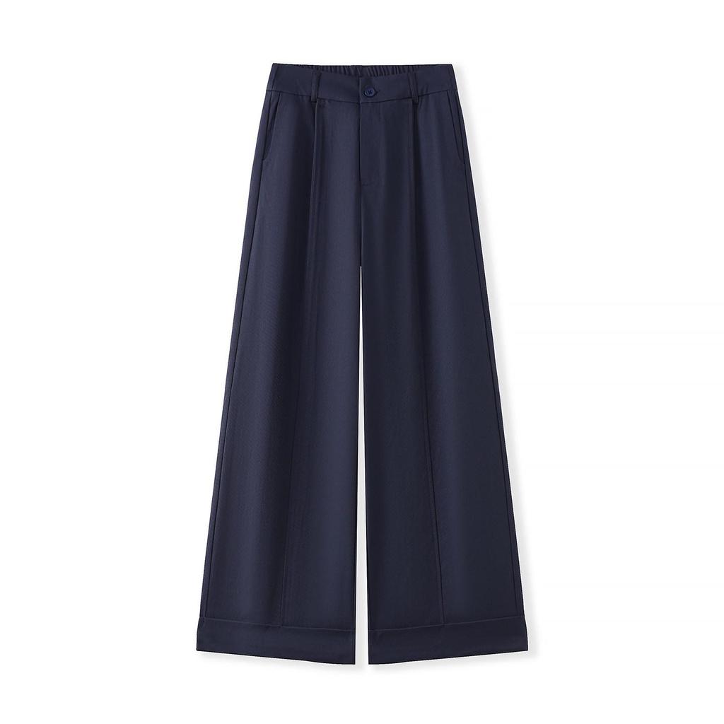 Women's High-Waisted Dark Purple Wide-Leg Pants - Spring/Autumn 2026 Lazy Drapey Casual Suit Style