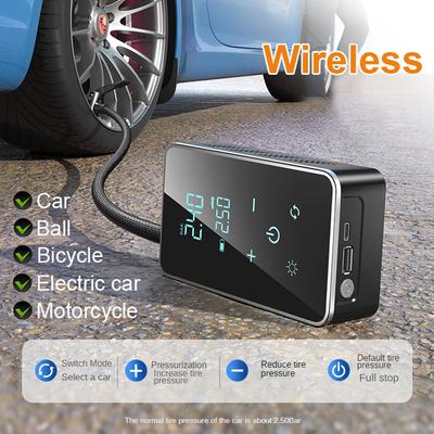 Pompa dell'aria wireless aggiornata 150 psi Smart Touch Gonfiatore elettrico portatile per pneumatici per auto, bicicletta, moto, mini compressore d'aria universale di grande capacità