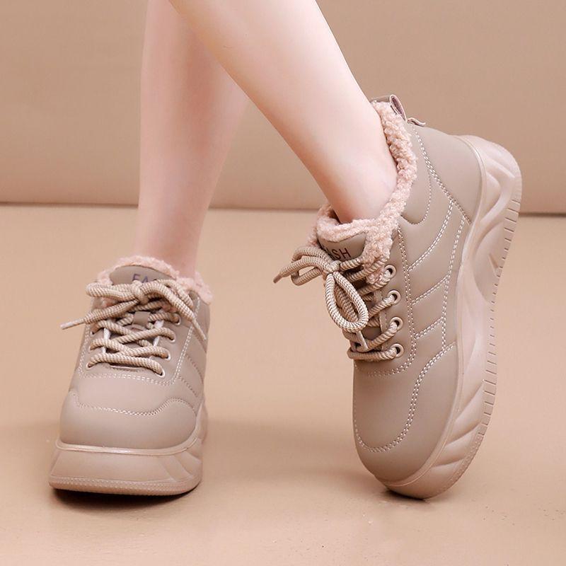 Damen Winter Plus Samt Warme Baumwollschuhe Mode Dicksohlige Sportliche Freizeit Damen Höhenverstärkende Winterschuhe