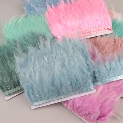 10Meters Hackle Feather Trim Rooster Neck Feather Ribbon Pheasant Feathers Fringe for Crafts Accessories Sewing Decoration