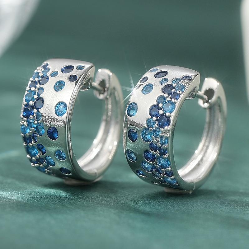 Gorgeous Synthetic Zircon Golden/silvery Plated Hoop Earrings Women's Charming Exquisite Party Daily Jewelry Accessories