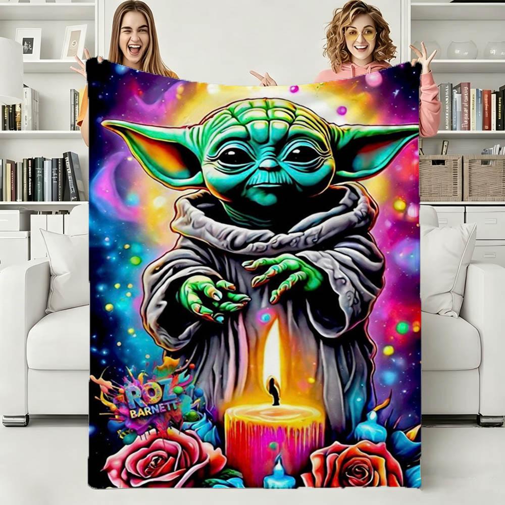 3D The Adorable Yoda Cute Movie Flannel Blanket Soft Throw Blanket Art for Home Decor Bedroom Bed Sofa Picnic Cover Kids Gifts