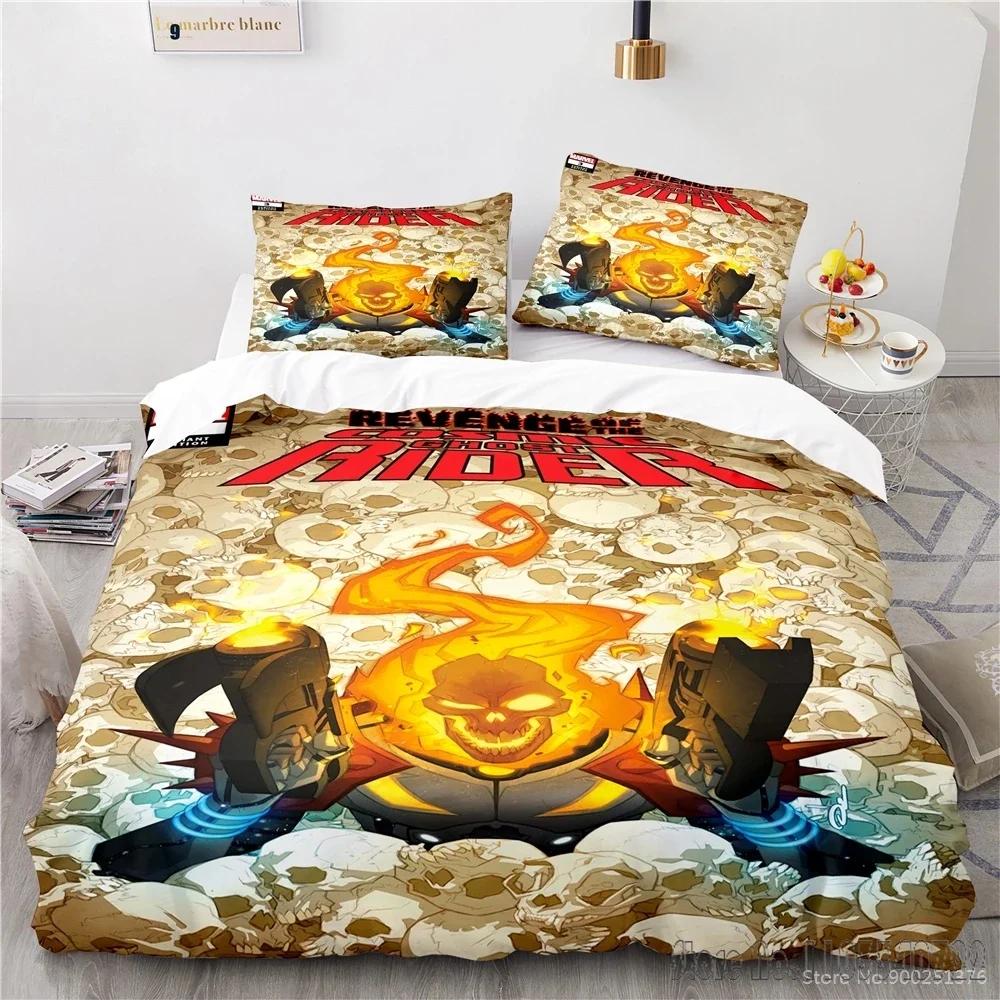 Twin Full Queen King Love Chost Rider Duvet Cover Set HD Comforter Cover Bedclothes for Kids Bedding Sets Bedroom Decor
