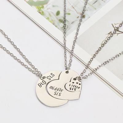 Gifts Best Friends Little Sis 3 Pieces / Set Stitching Necklaces Good Sister Necklaces Big Sister