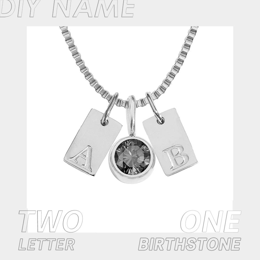 EManco DIY Personalized Initials Customized Name Necklace Glitter Birthstone Pendant Ladies Gifts Dropshipping